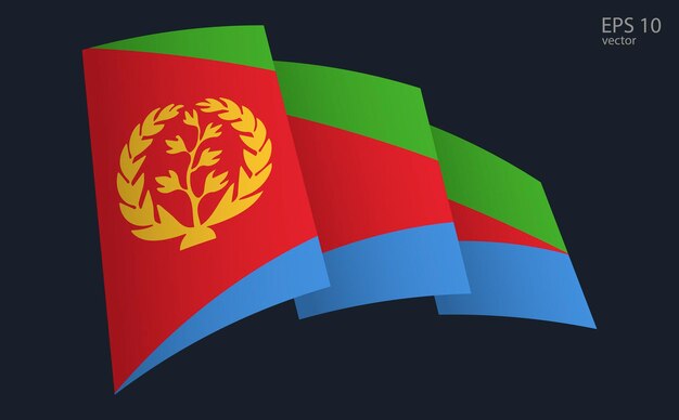 Waving Vector flag of Eritrea National flag waving symbol Banner design element