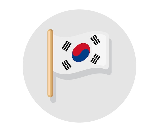 Развевающийся векторный флаг Южной Кореи