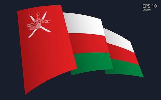 Vector waving vector vlag van oman nationale vlag zwaaiend symbool banner ontwerp element