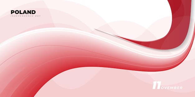 Waving white and red abstract background for poland independence day design