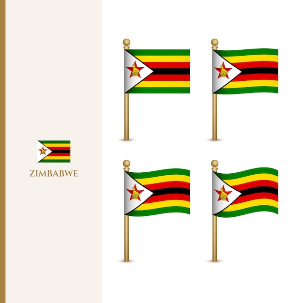 ジンバブエの旗を振って 3 d ベクトル イラスト ジンバブエの旗