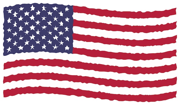 Wavy american flag in grunge style