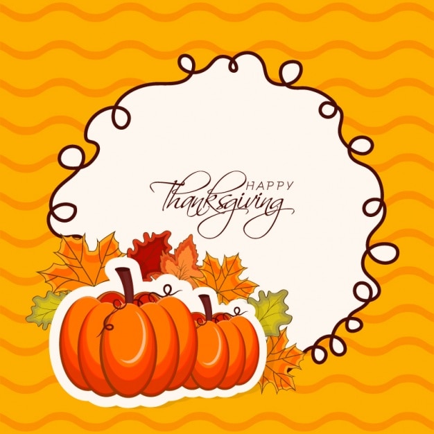 Wavy background with pumpkins and leaves