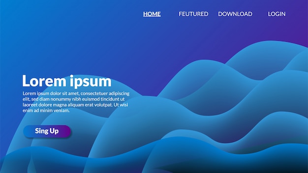 Wavy blue gradient modern background landing page