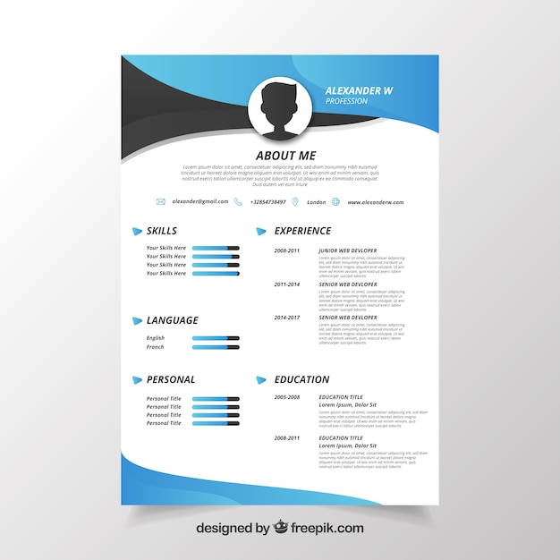 Wavy blue resume concept