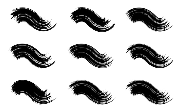 wavy brush strokes set