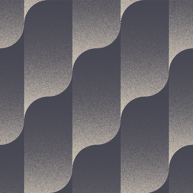 Wavy chequered grid seamless pattern trendy dotted abstract vector background