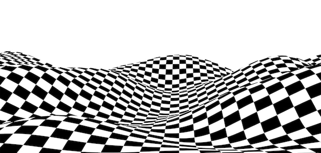 Scacchiera ondulata concetto di scacchiera effetto distorsione delle onde illustrazione vettoriale