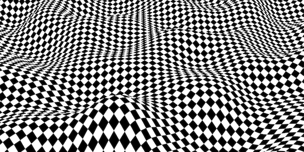 Scacchiera ondulata concetto di scacchiera effetto distorsione delle onde illustrazione vettoriale