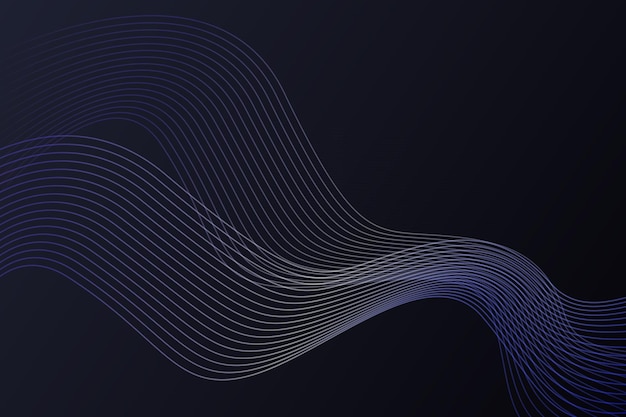 Wavy curve futuristic geometric lines texture dark blue and black background