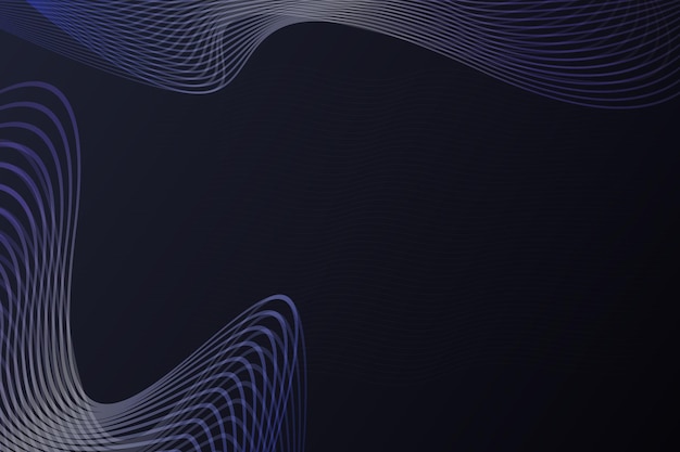 Wavy curve futuristic geometric lines texture dark blue and black background