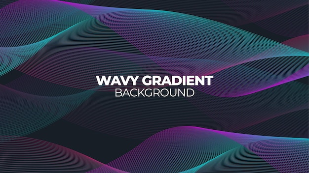 Vector wavy dark gradient abstract background