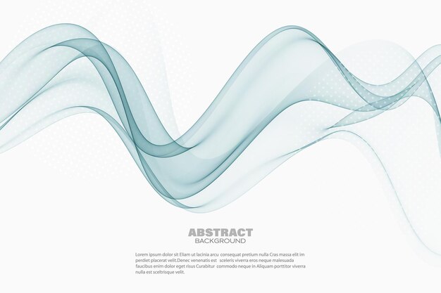 Wavy gray lines abstract vector flow of gray transparent wave