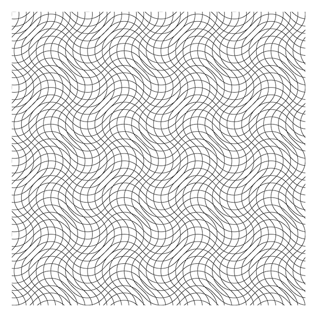 Wavy grid Thin black line abstract pattern