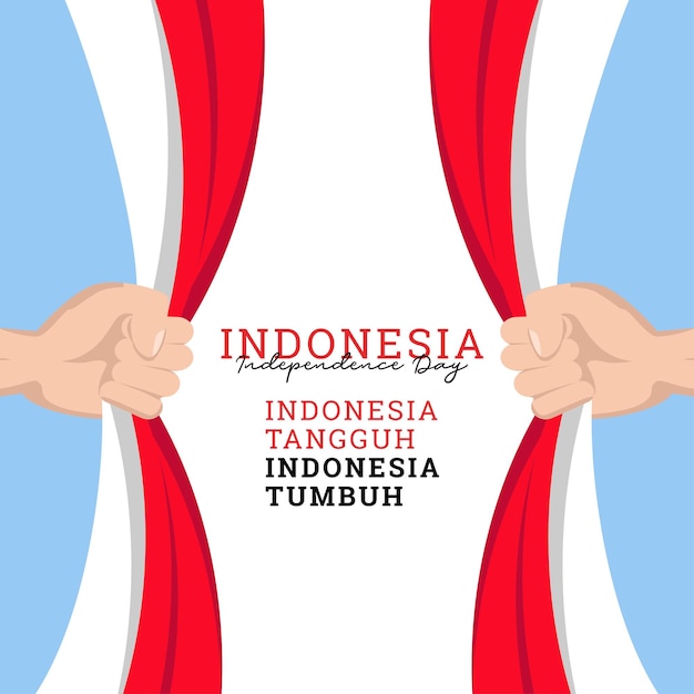 Progettazione ondulata della bandiera dell'indonesia per il modello delle insegne del giorno dell'indipendenza dell'indonesia del giorno dell'indipendenza