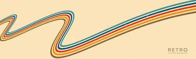 Vector wavy line background with retro 1970s colors