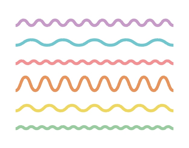Волнистая линия на белом фоне Простой цветный контур элемент дизайна