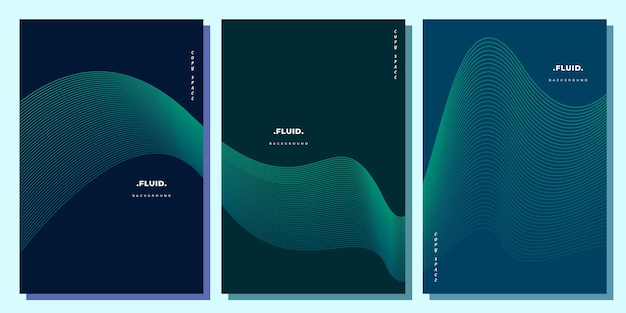 Wavy lines background template set copy space for brochure, poster, business card, or cover