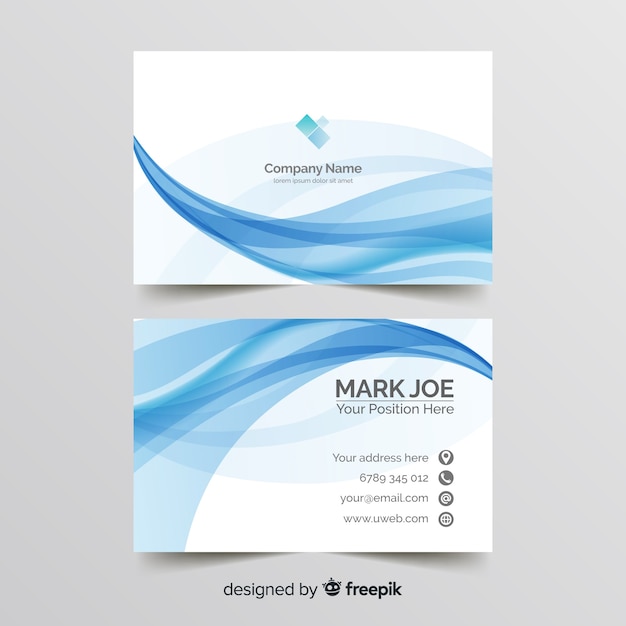 Vector wavy lines business card template