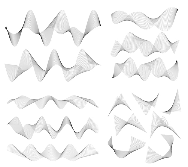 Wavy lines form spiral ribbon design element effect 3d41