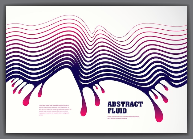 Wavy lines vector drop fluid abstract background. 3d colorful gradient motion art. Lined texture, dynamic surface, curve lines, flow shape.