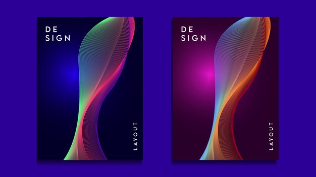 Wavy liquid cover design template for magazine and books