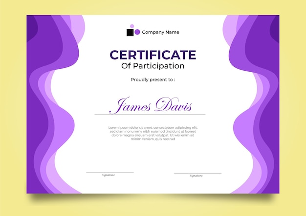Wavy modern certificate template vector