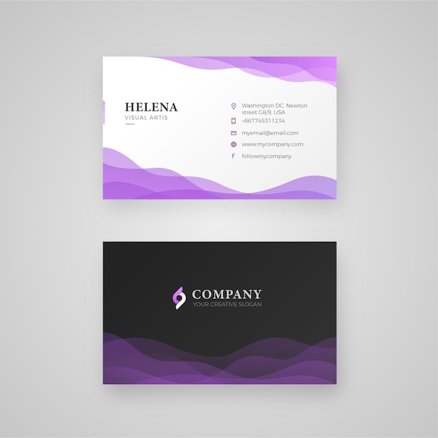 wavy purple smooth color business card