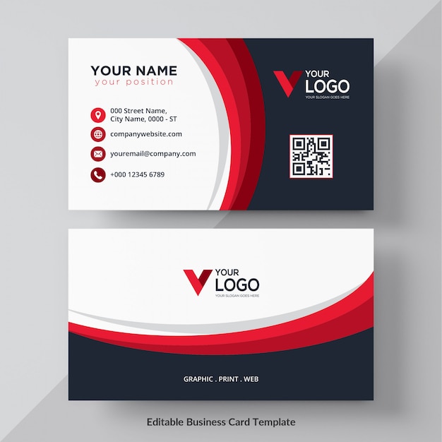 Vector wavy red and black corporate card