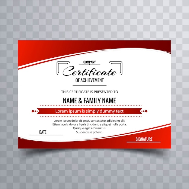 Wavy red certificate template