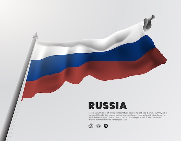 Vector wavy russian flag for design ornament vector illustration