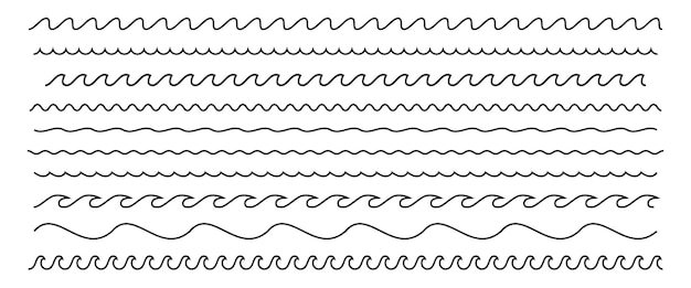 Vector wavy sea line border collection