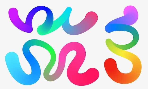 Vector wavy shape with gradient colors on white background vector illustration