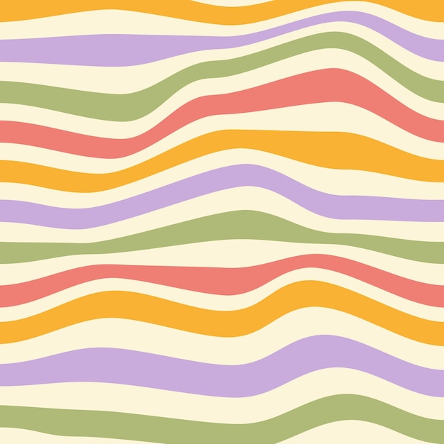 Vector wavy stripes background. abstract geometric texture. colorful wavy distorted stripes on a beige