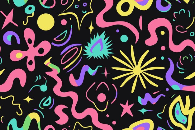 파란색 소용돌이 트리피 무 무 모양 기하학적 밝은 색 funky groovy s 만화 고립 인쇄
