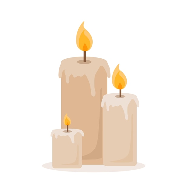 Wax candle isolated on white background Candle burning vector illustration