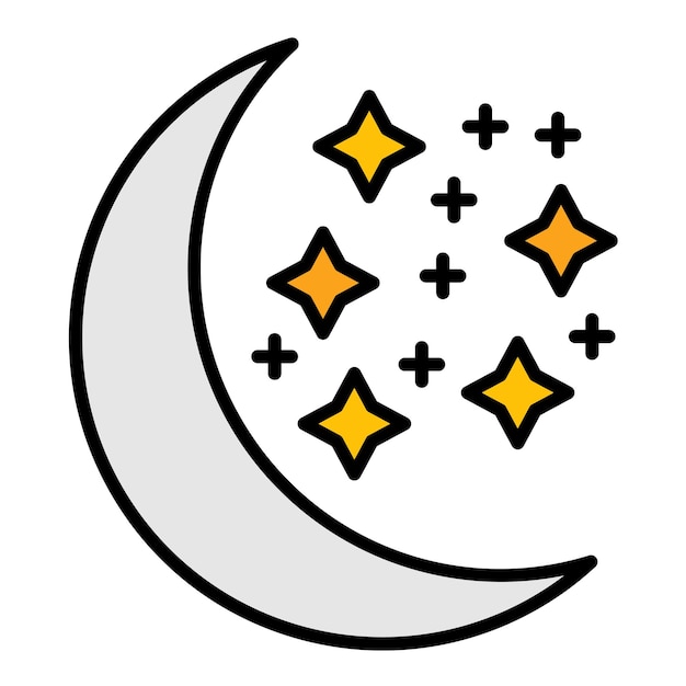 Vector waxing moon flat illustration