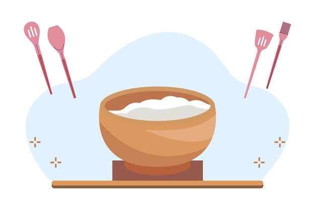 Waxpot en spatules Vectorillustratie