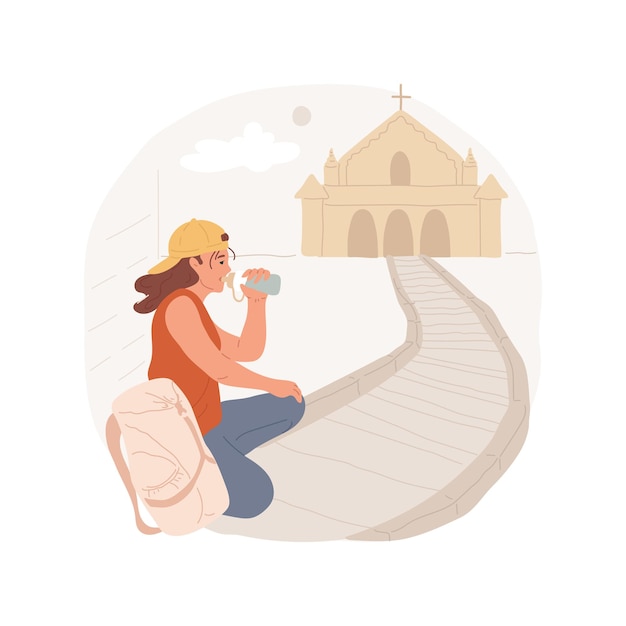 Vector on the way to a holy place isolated cartoon vector illustration