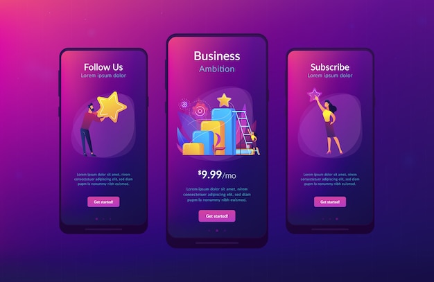 Vector on the way to success app interface template