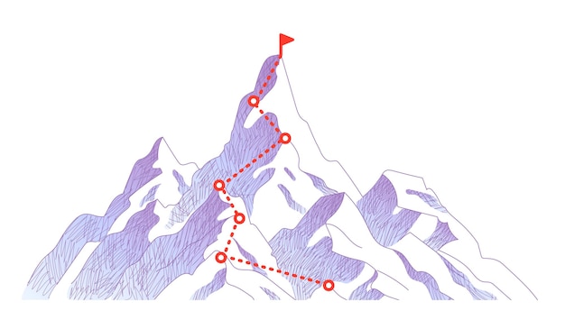 Vettore modo per la cima della montagna