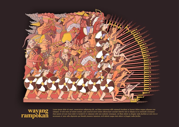 Wayang rampokan shadow puppet design indonesia culture illustration