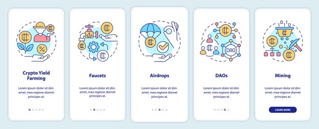 Ways to make money on cryptocurrency onboarding mobile app screen
