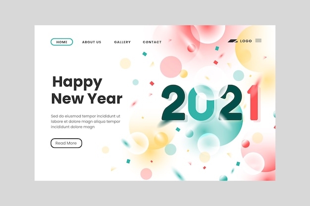 Wazig nieuwjaars bestemmingspagina sjabloon