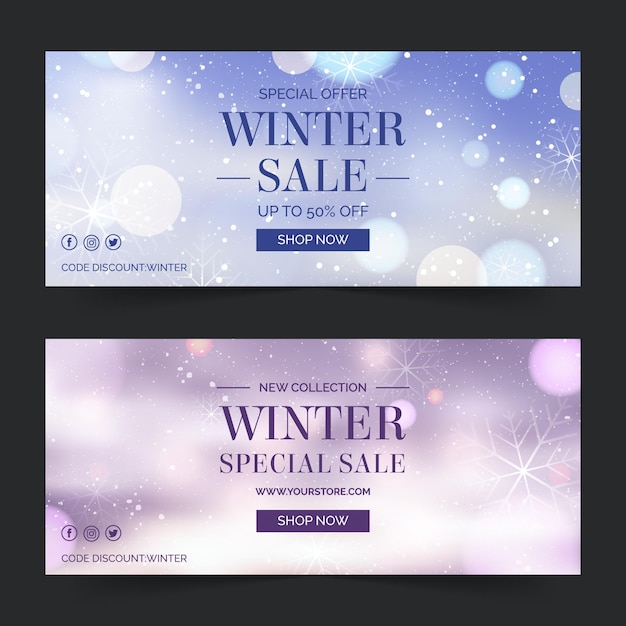 Wazig winter verkoop banners