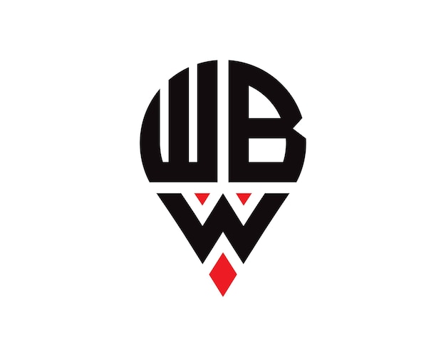 Vector wbw letter locatie vorm logo ontwerp wbw letter locatie logo eenvoudig ontwerp