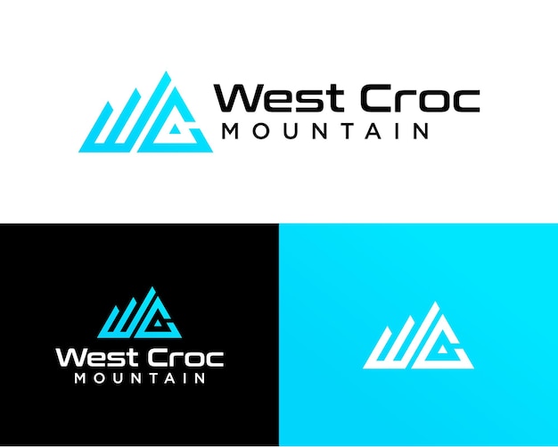 Vector wc letters monogram mountain shape sports logo design