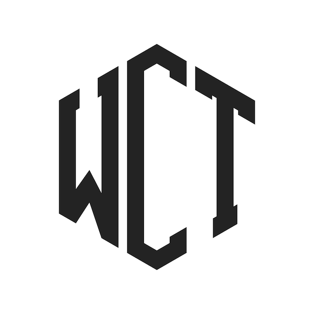 WCT 로고 디자인 초기 글자 WCT 모노그램 로고는 육각형 모양을 사용합니다.