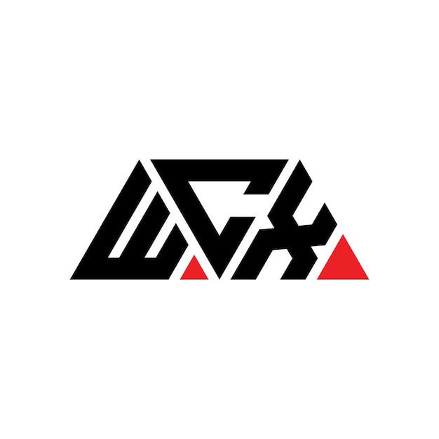 WCX三角形字母標誌設計,三角形形狀 WCX三邊形標誌設計 單字體 WCX三方形向量標誌模板,紅色 WCX 三角形標誌 簡單 優雅和豪華 WCX 標誌