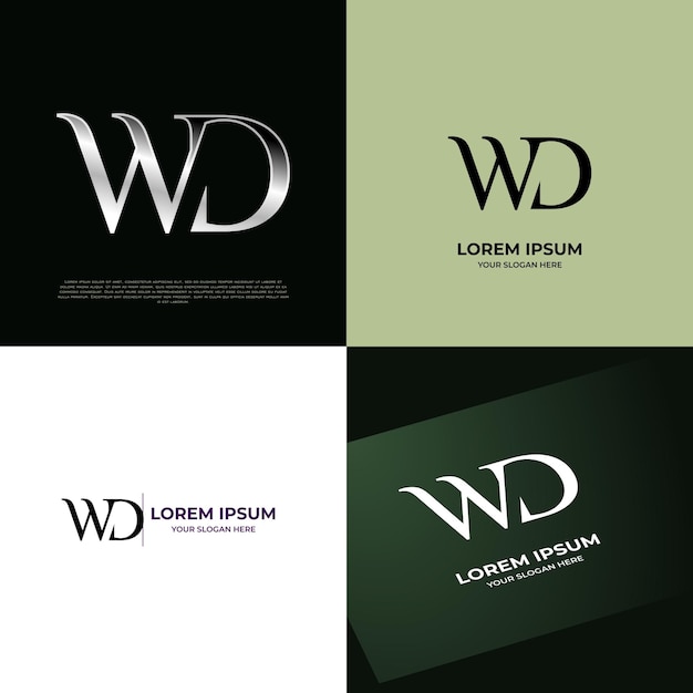 Vector wd initial modern typography emblem logo template for business